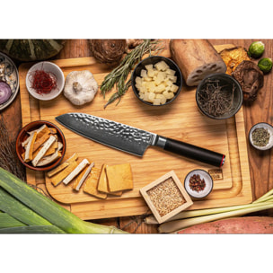 Couteau Santoku | Lame 180 mm | Acier Inoxydable Japonais Damas