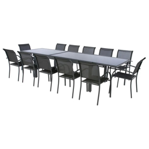 Table de jardin extensible "Piazza" anthracite & graphite 12 places en aluminium traité époxy