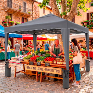 Gazebo Pieghevole 3x4 M in Acciaio con Telo Idrorepellente 160 g/m² Anti-UV Struttura Robusta Apertura Rapida a Fisarmonica con Borsa 4 Sacche Grigio