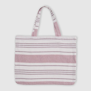 Pack bolso + toalla pareo algodón raya indra rosa