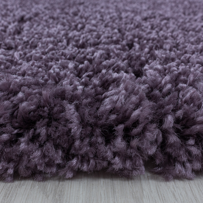 SYDNEY - Tapis shaggy uni rond à poils longs violet - SYD3000VIO