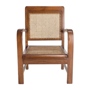 DAK - Fauteuil mindi et cannage bois foncé