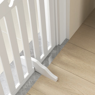 Barrière de sécurité chien pliable adaptable motif os - piètement support antidérapant - 207 x 30 x 61 cm - MDF blanc