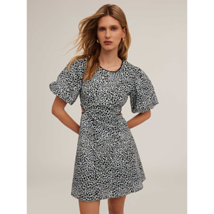 Motivi - Vestido corto con detalle de abertura animal print - Light - blue