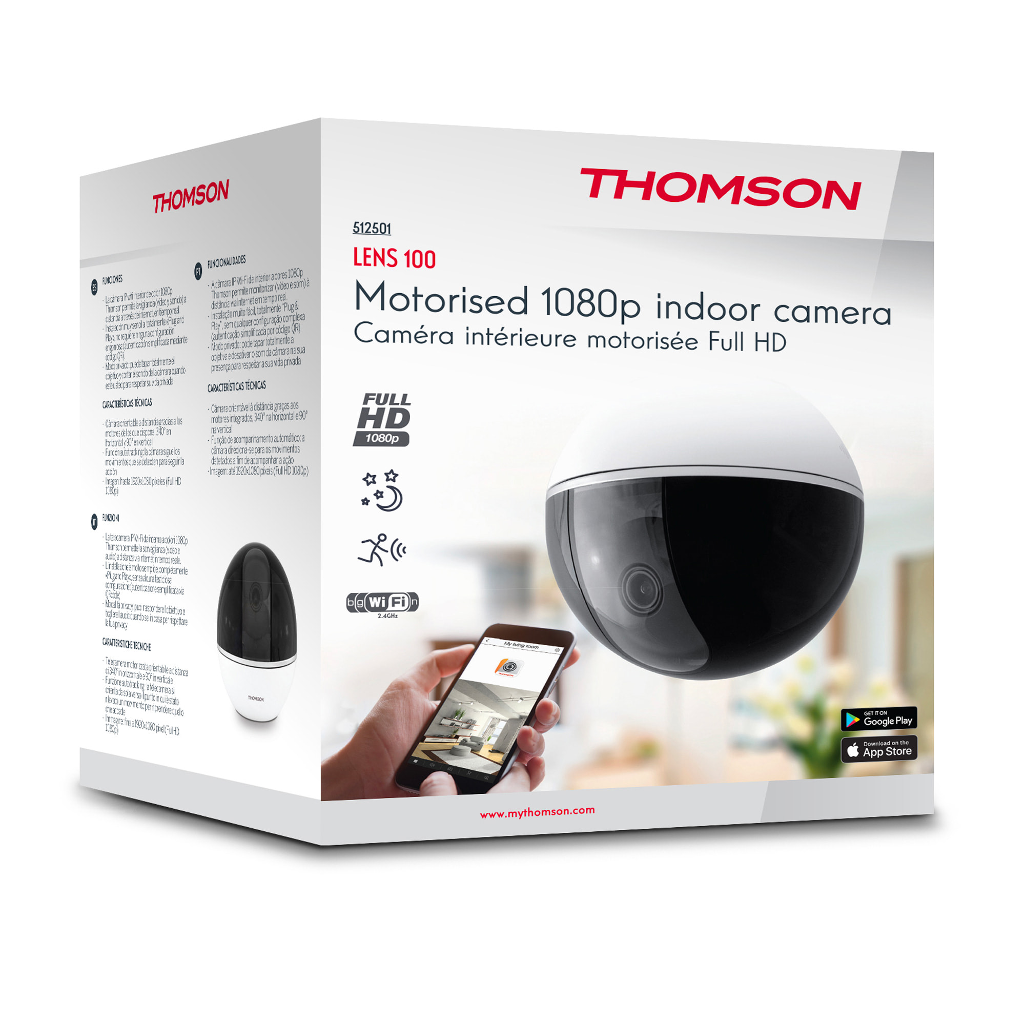 Caméra intérieure motorisée Full HD compatible Lens 100 application Ezviz - Thomson - 512501