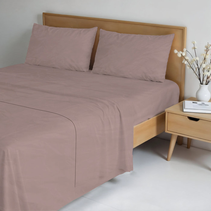 COMPLETO LETTO WATER WASHED, 100% Microfibra, No Stiro - ROSA ANTICO