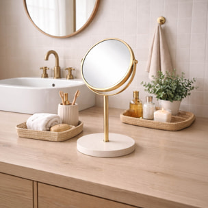 Miroir grossissant double face sur pied en métal - Doré