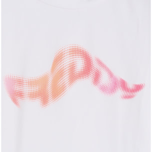 T-shirt cropped bambina con logo ondulato