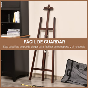 Caballete de Pintura de Madera Caballete de Dibujo con ángulo Ajustable de 75° Soporte Trípode y Pincel para Lienzos 51,5x71,5x134,5 cm Café