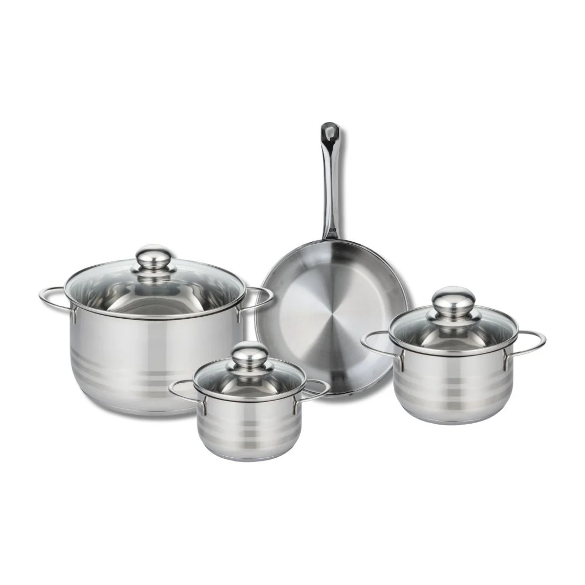 Ensemble de 1 Poêle de cuisson 24 cm et 3 faitouts 14, 16 et 24 cm Elo Profi Brillant