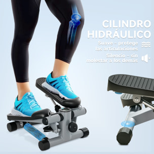 Mini Stepper para Hacer Ejercicio en Casa Máquina de Escalada Compacta con Bandas de Resistencia Monitor LCD Pedales Antideslizantes Ajustables en Altura para Entrenamiento de Cuerpo Gris