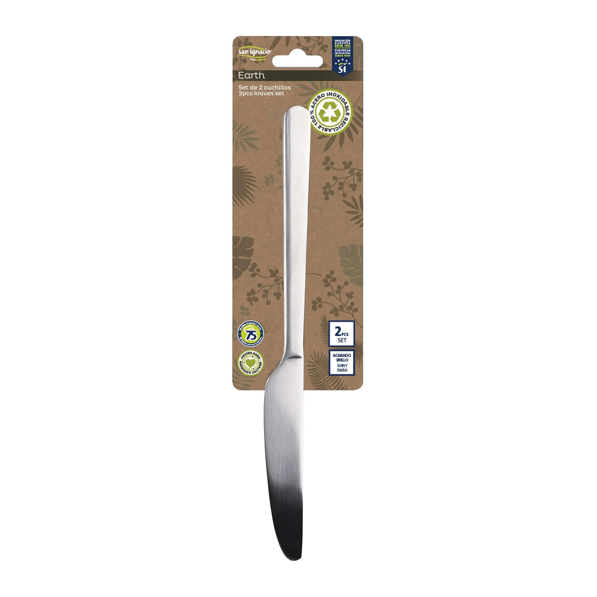 Set 2pc cuchillo  acero inox reciclado brillo earth