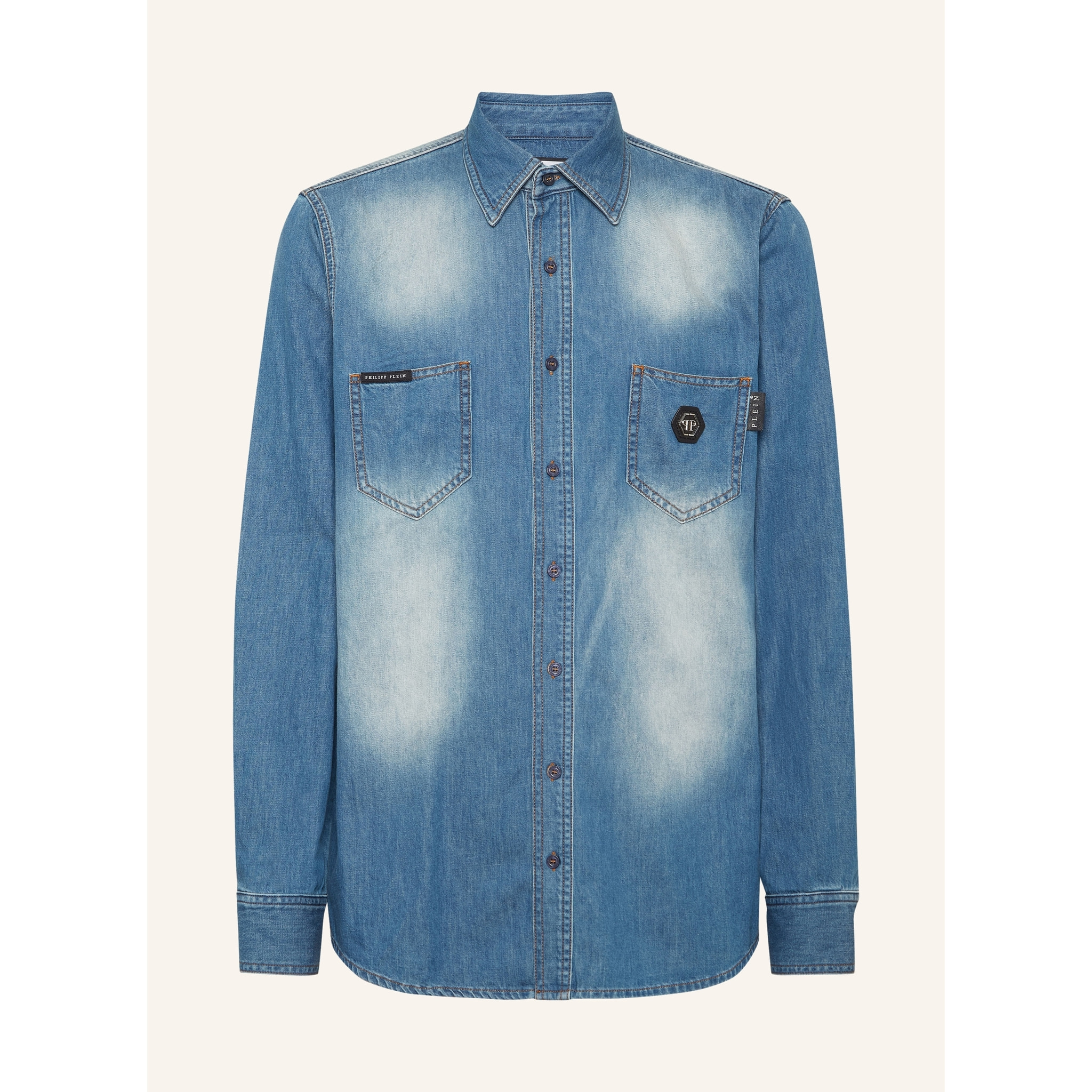 PHILIPP PLEIN Denim Shirt SKULL&BONES