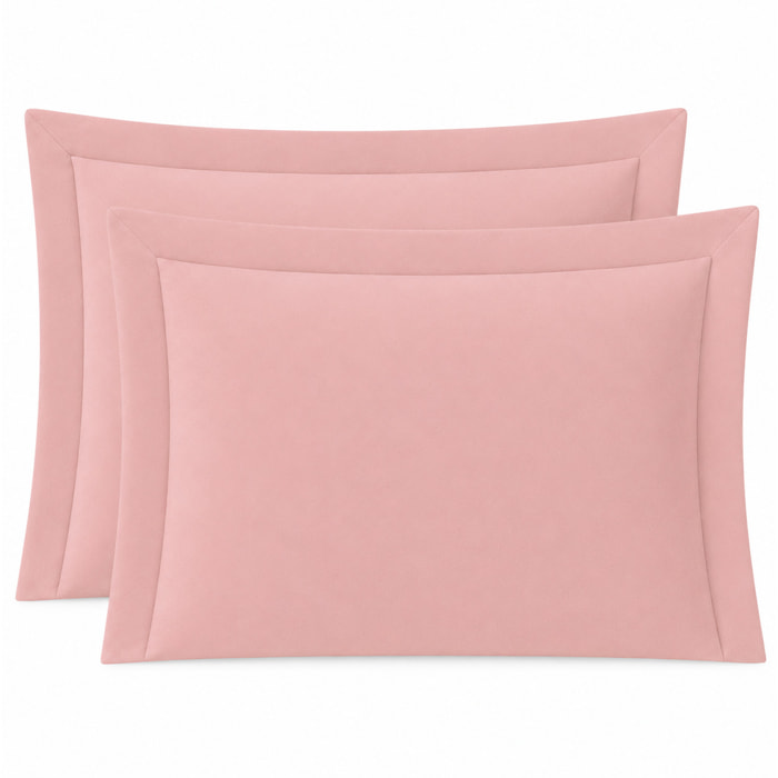 SARTORIALE Coppia Federe 3 Volani Elegance Tinta Unita in Percalle_52x82_Rosa Blush
