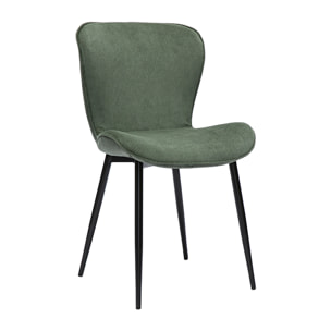 Chaises design en tissu velours côtelé vert kaki et métal noir (lot de 2) ADDICT