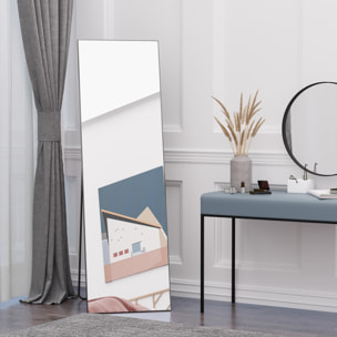 Miroir sur pied ou mural rectangulaire grande taille dim. 50L x 37l x 158H cm verre métal noir