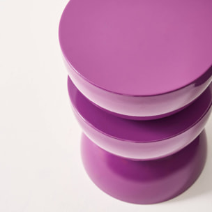 Table d'appoint, bout de canapé, table de chevet métal effet glossy Ø32 x H46,5cm COUMBA