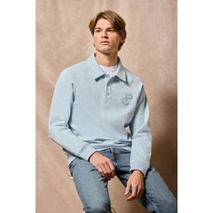 Sudadera polera Gorka azul claro con monograma Polo Club