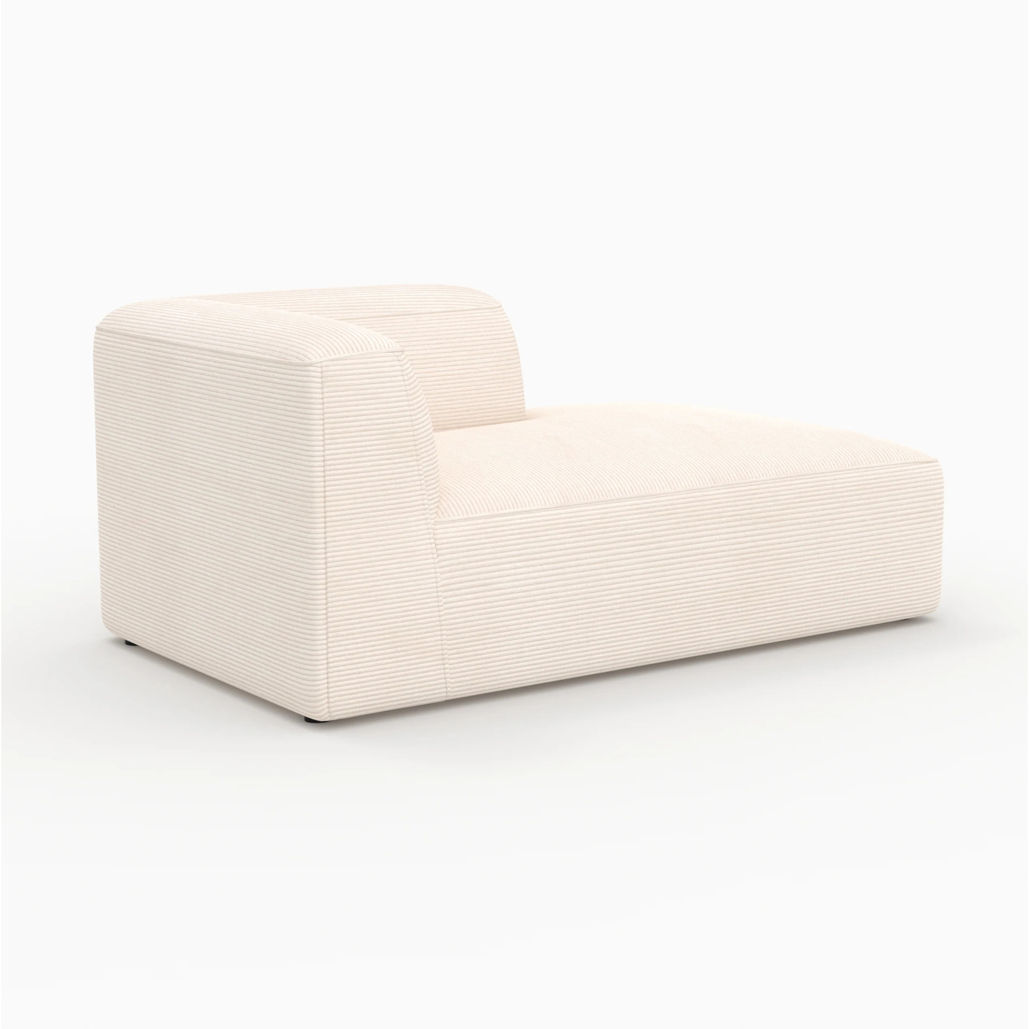 Méridienne d'angle à droite pour canapé modulable en velours blanc - Mina