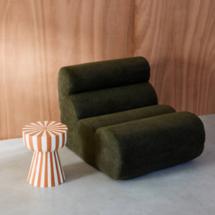 Table d'appoint, bout de canapé, table de chevet, acier émaillé rayures bicolores Ø34 x H41cm ZIGGY