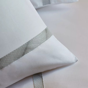 Housse de couette satin de coton jeu d'unis blanc Suite executive gris