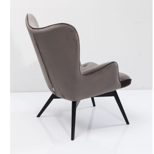 Fauteuil Vicky velours gris Kare Design