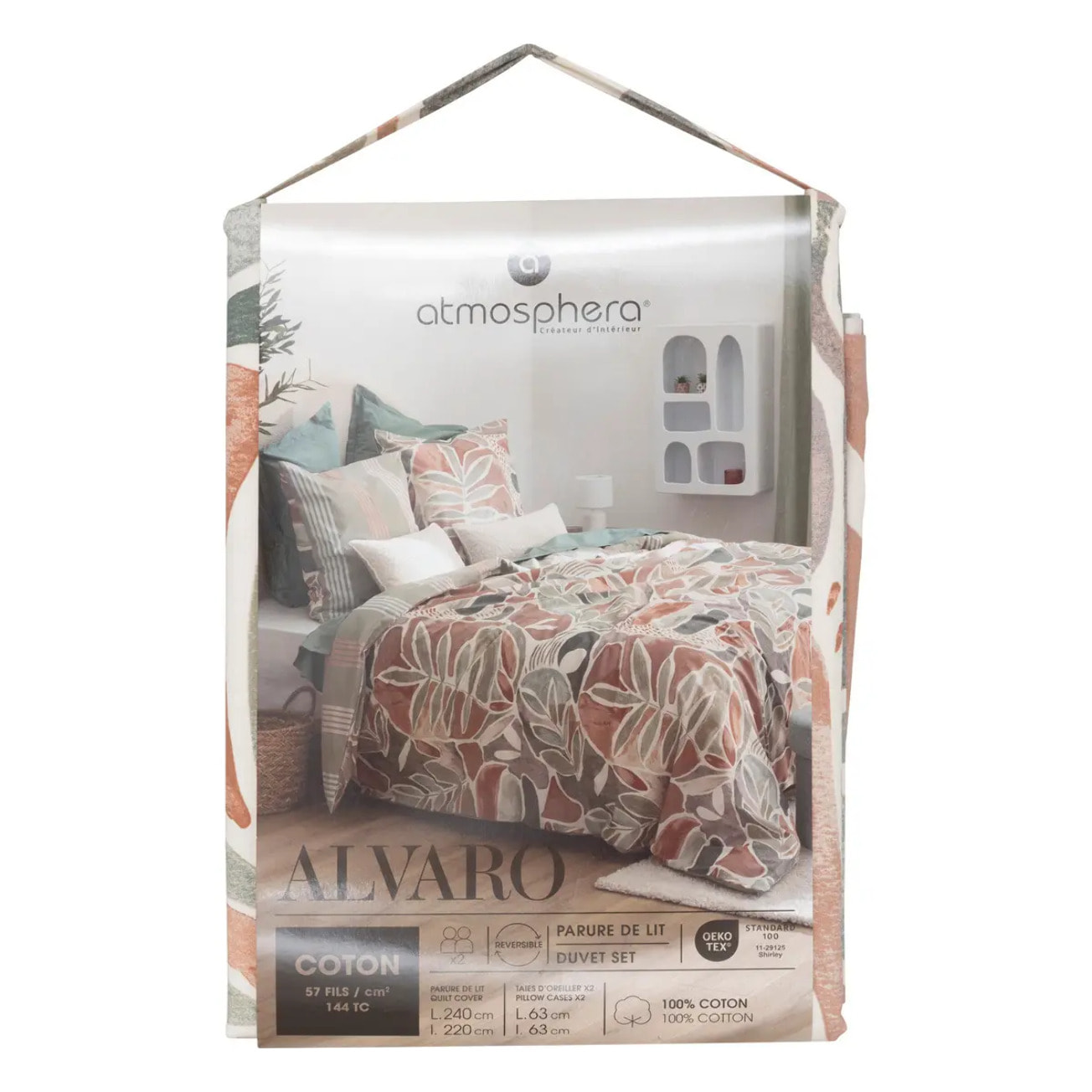 Parure de lit imprimée "Alvaro" vert céladon 240x220cm