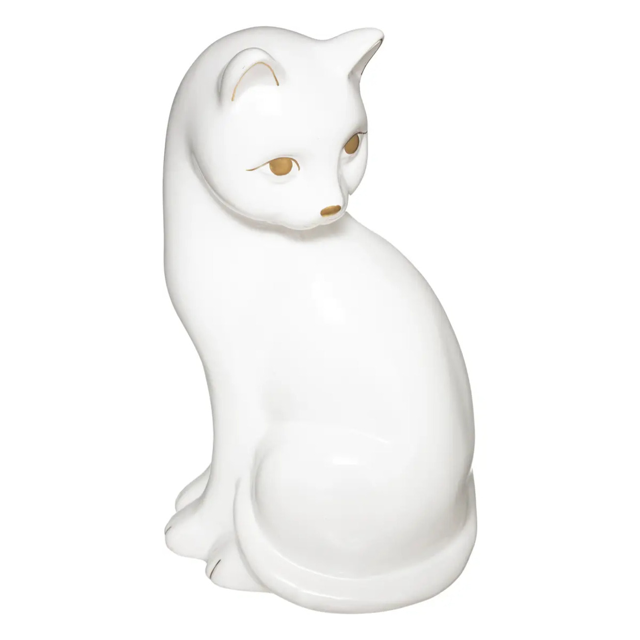 Statuette "Chat" - céramique - blanc - H26 cm