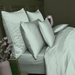 Drap plat satin de coton uni bleu Ava uni lagon