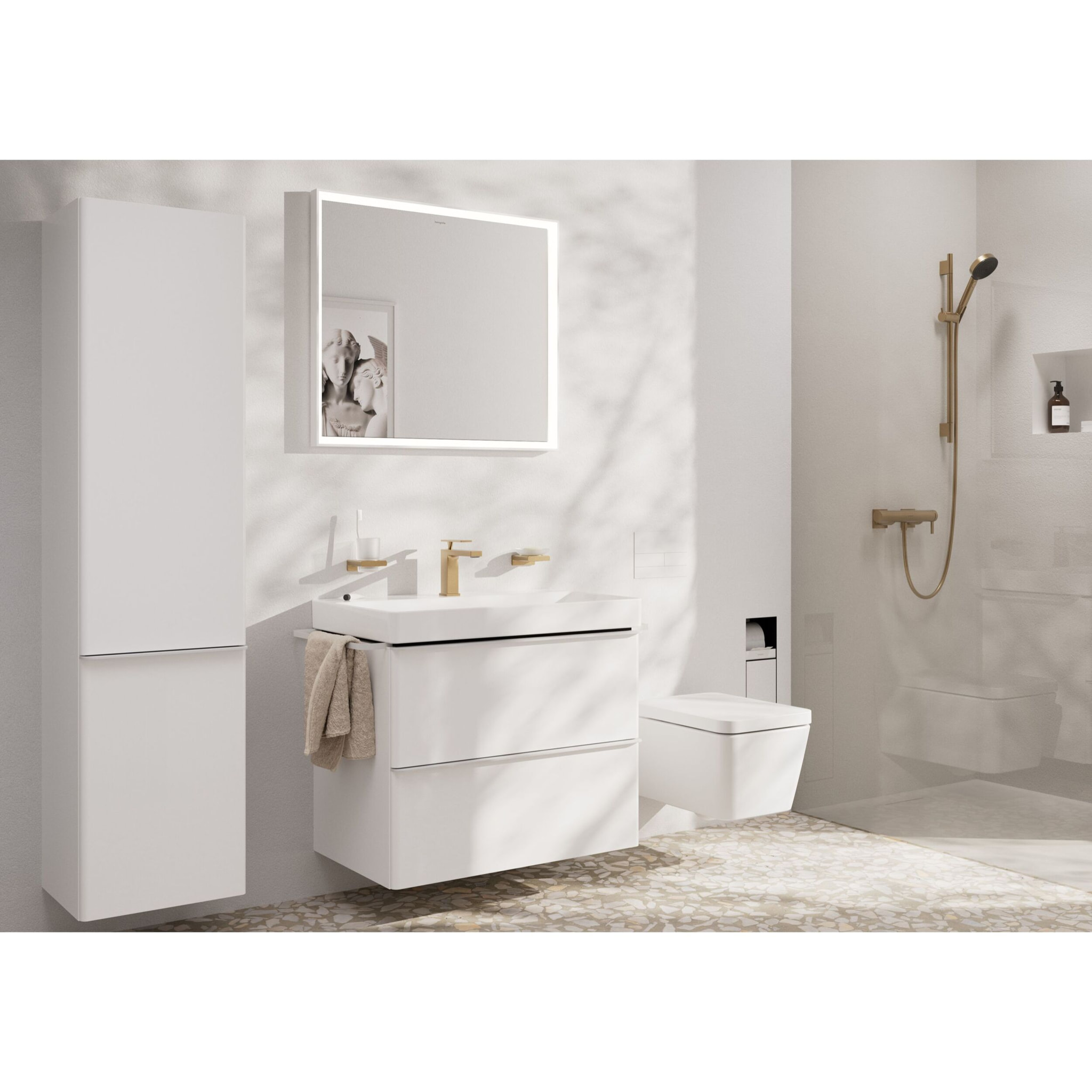 Mitigeur lavabo Tecturis E 110 EcoSmart+ avec tirette et vidage, Bronze brossé