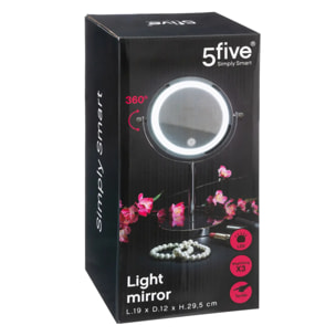 Miroir avec pied à led 19cm métal chromé