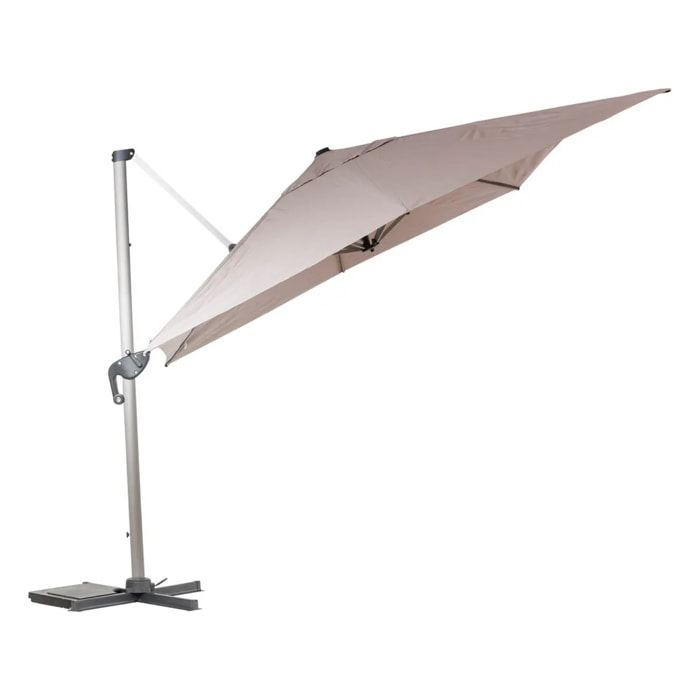 Parasol déporté rectangulaire "Équador" Taupe 4 x 3m en aluminium et polyester