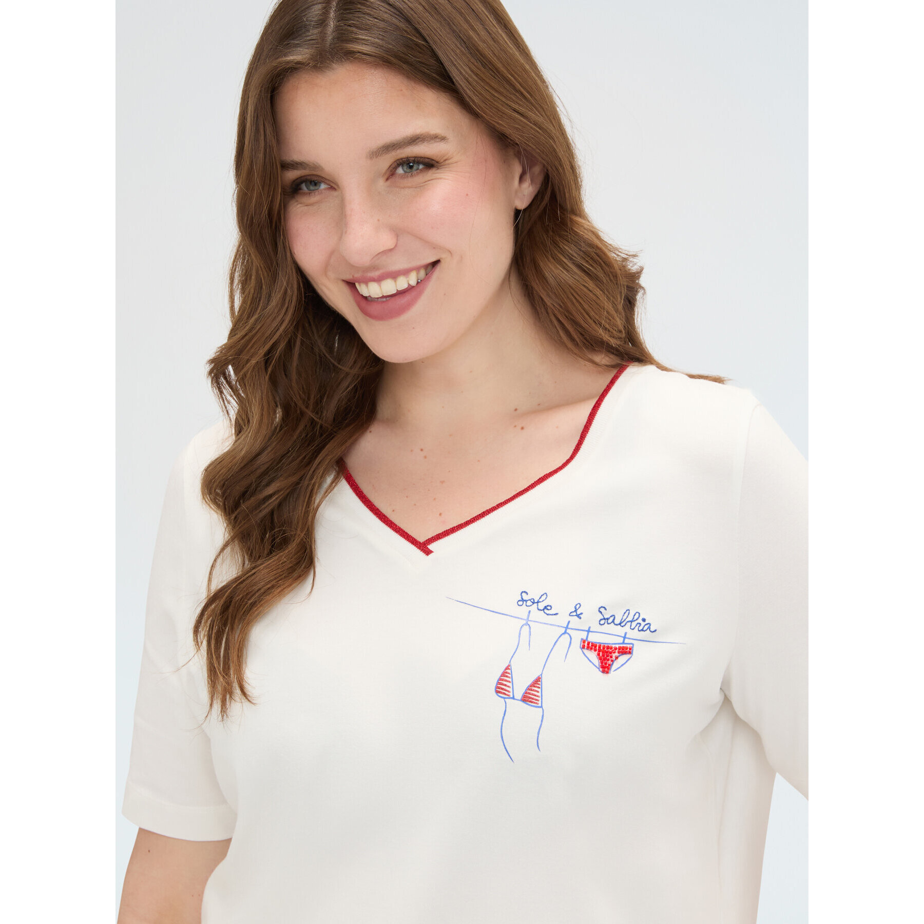 Fiorella Rubino - T-shirt in cotone con stampa e lettering - Bianco