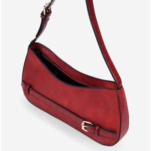 Bolso de hombro rojo con cremallera