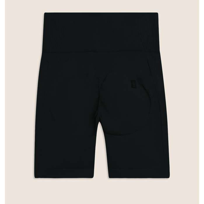 Leggings Corti Seamless con Vita Alta e Inserti in Costina