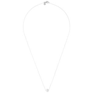 PERLAVIVA - Collana Catena a Palline in Argento 925 placcato Platino con Perla Ming d'Acqua Dolce Bianca Ø 11 mm