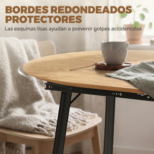HOMCOM Mesa de Comedor Extensible Ovalada 120-160x80 cm, Mesa de Cocina Extensible para 4-6 Personas, Estilo Rústico, con Patas de Hierro y Bordes Redondeados, Ahorra Espacio, Roble