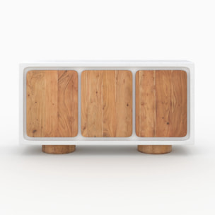 Buffet en béton blanc cassé et bois d'acacia - Eden