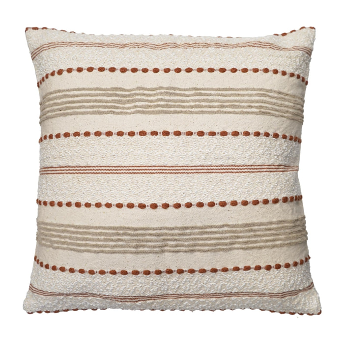 Coussin décoratif en polycoton tissé à rayures texturées - Naturel