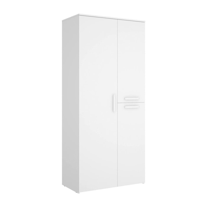 Guardaroba 3 ante Kompasu, Mobile camera da letto, Cabina armadio portabiti, Armadio appendiabiti, 90x53 h202 cm, Bianco