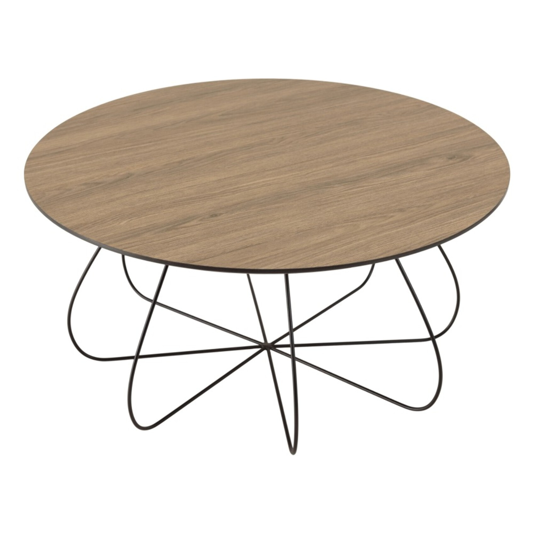 JULIA - Table basse biseautée 80x80cm mocha pieds forme panier en métal