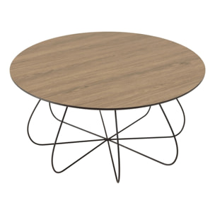 JULIA - Table basse biseautée 80x80cm mocha pieds forme panier en métal