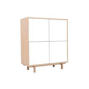 Buffet haut scandinave bois et blanc  4 portes L110 cm SID