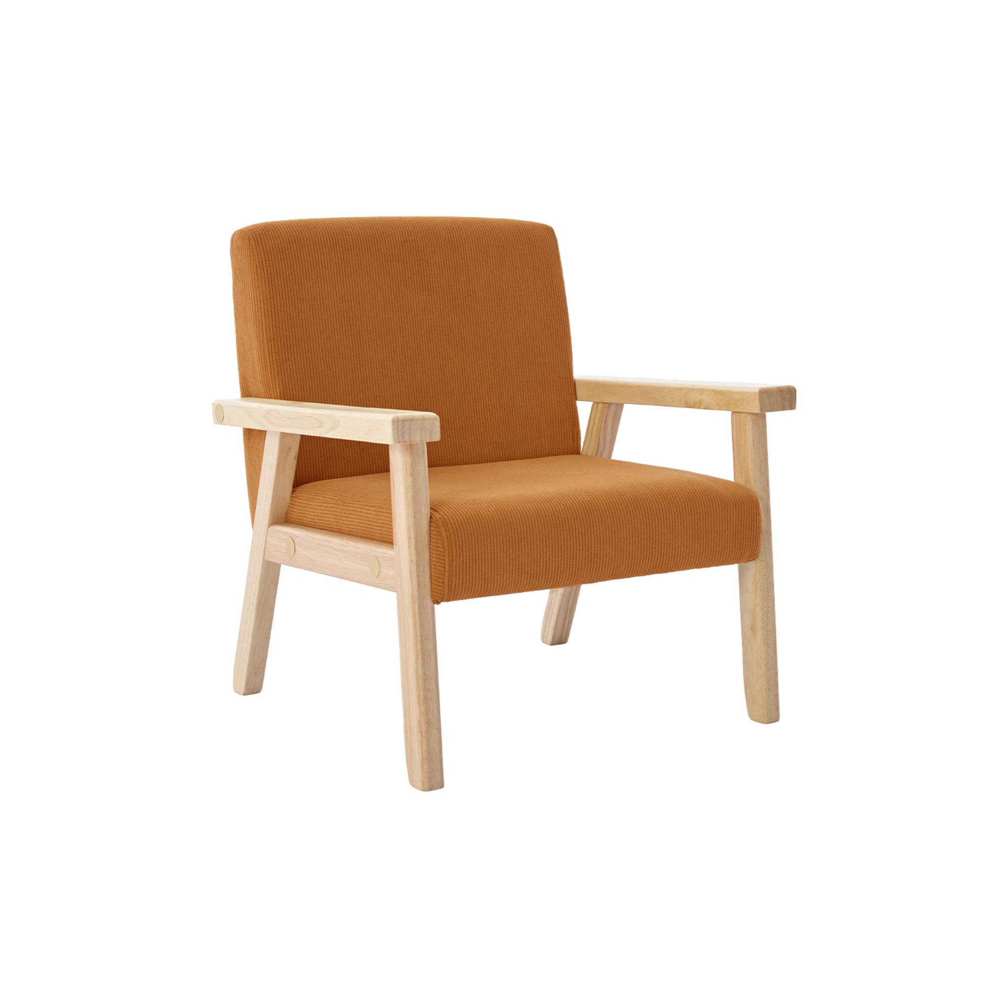 Fauteuil enfant en bois et velours côtelé moutarde. ISAK L 47 x P 43.5 x H 50cm