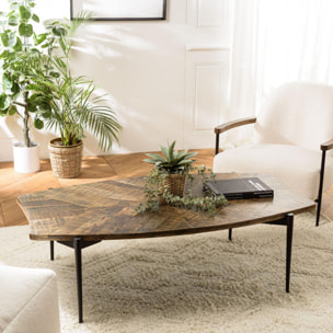 KIARA - Table basse bords concaves 135x75cm en bois recyclé