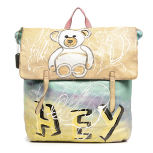 Antillo zaino donna. Pelle autentica finitura Sauvage dipinta a mano