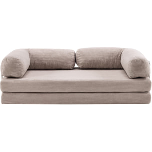 Canapé convertible compressé 3 places en velours côtelé - BUDDY
