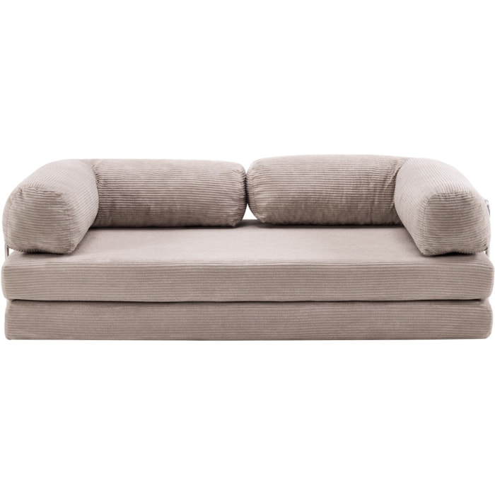 Canapé convertible compressé 3 places en velours côtelé - BUDDY