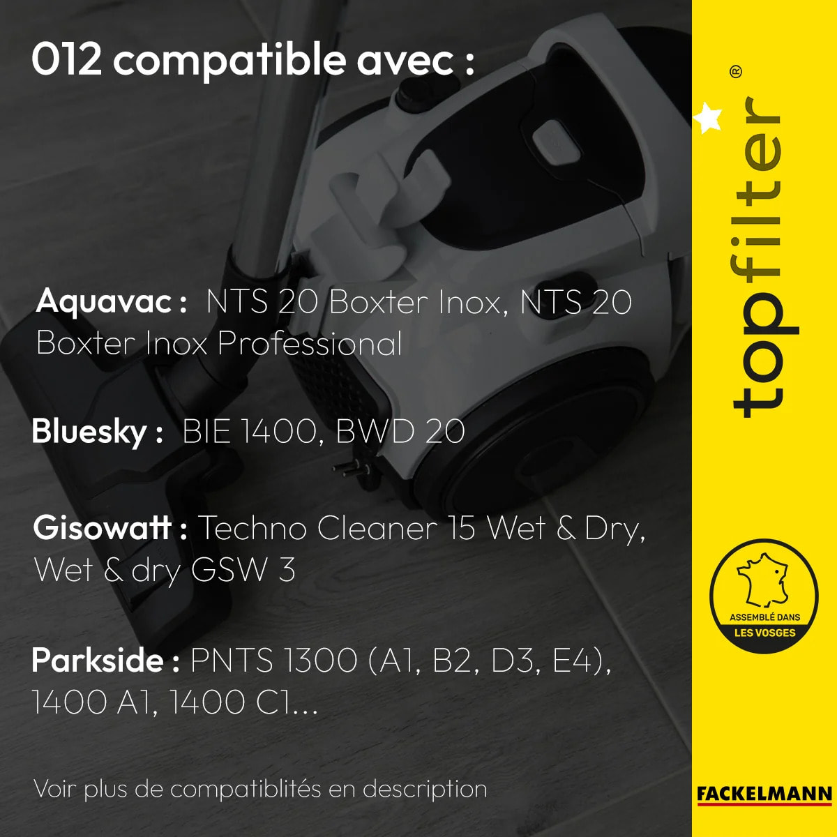 Lot de 4 packs de 2 sacs aspirateur 64012 Bluesky et Gisowatt TopFilter Premium