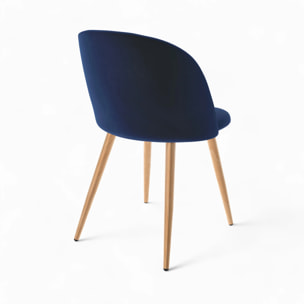 Pack 4 chaises en velours bleu foncé et bleu - Cozy